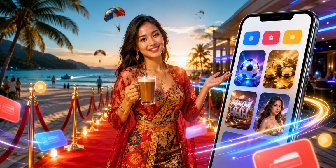 Pengguna menyemak odds kasino mudah alih bergaya Melayu di Langkawi
